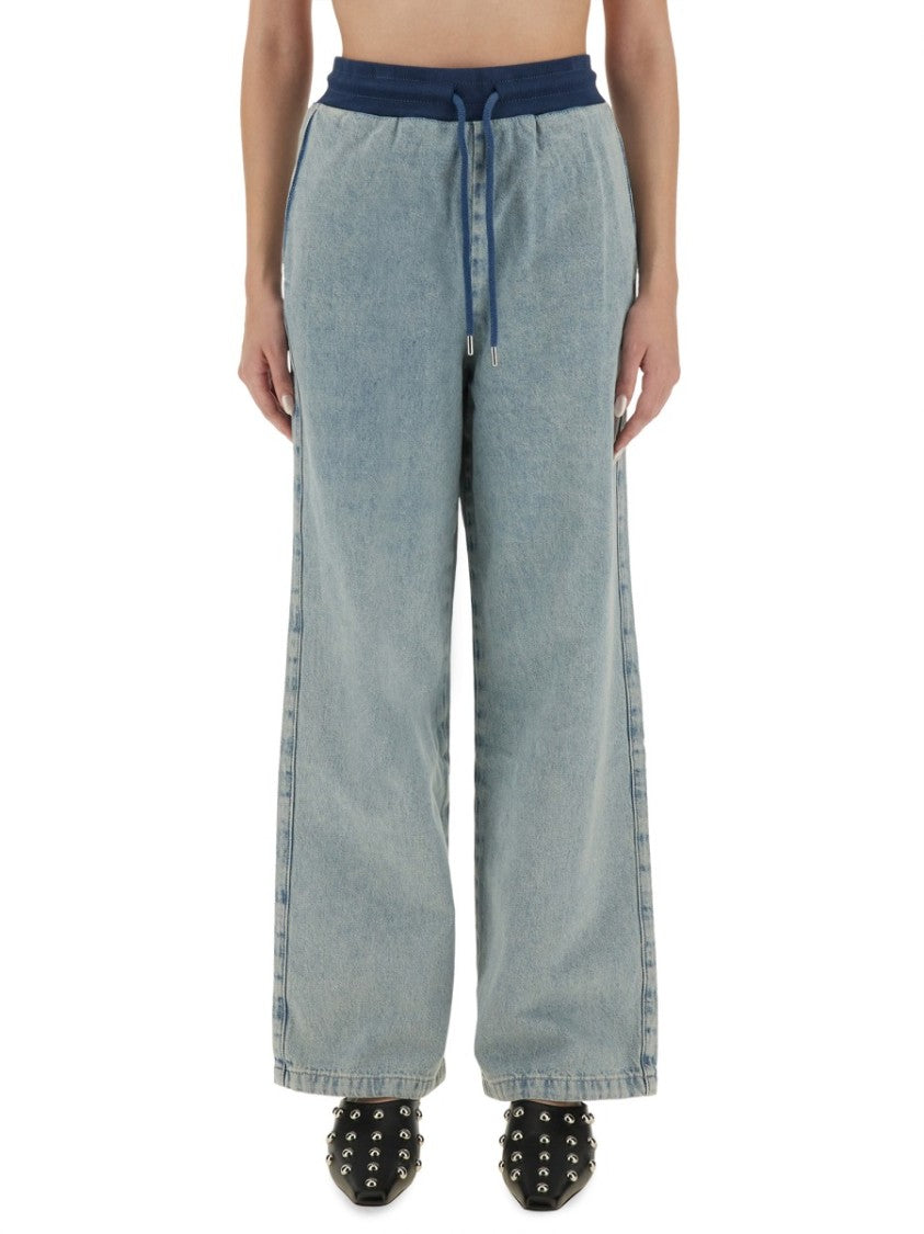 Moschino Wide-Leg Denim Jeans With Drawstring Waistband