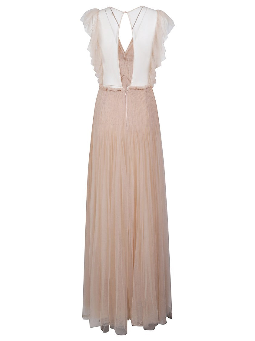 Elisabetta Franchi Maxi Ruffled Cap Polyamide Dress