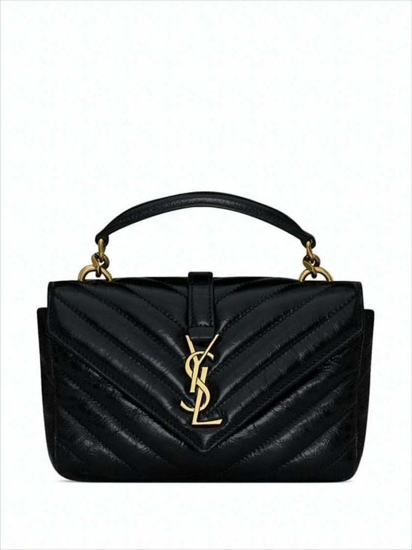 Saint Laurent Quilted Calfskin Crossbody Bag With Chevron Pattern