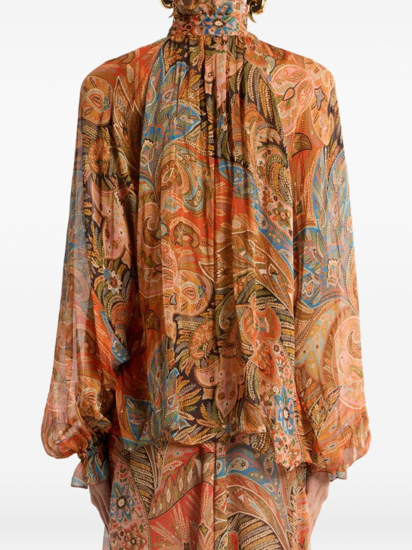 Etro Paisley Print Shirt With Ruffled Collar