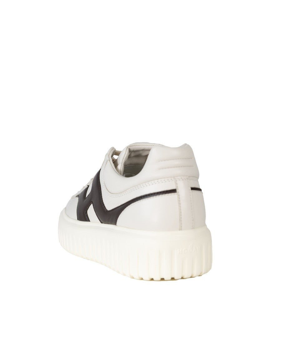 Hogan White/Brown H-Stripes Sneakers