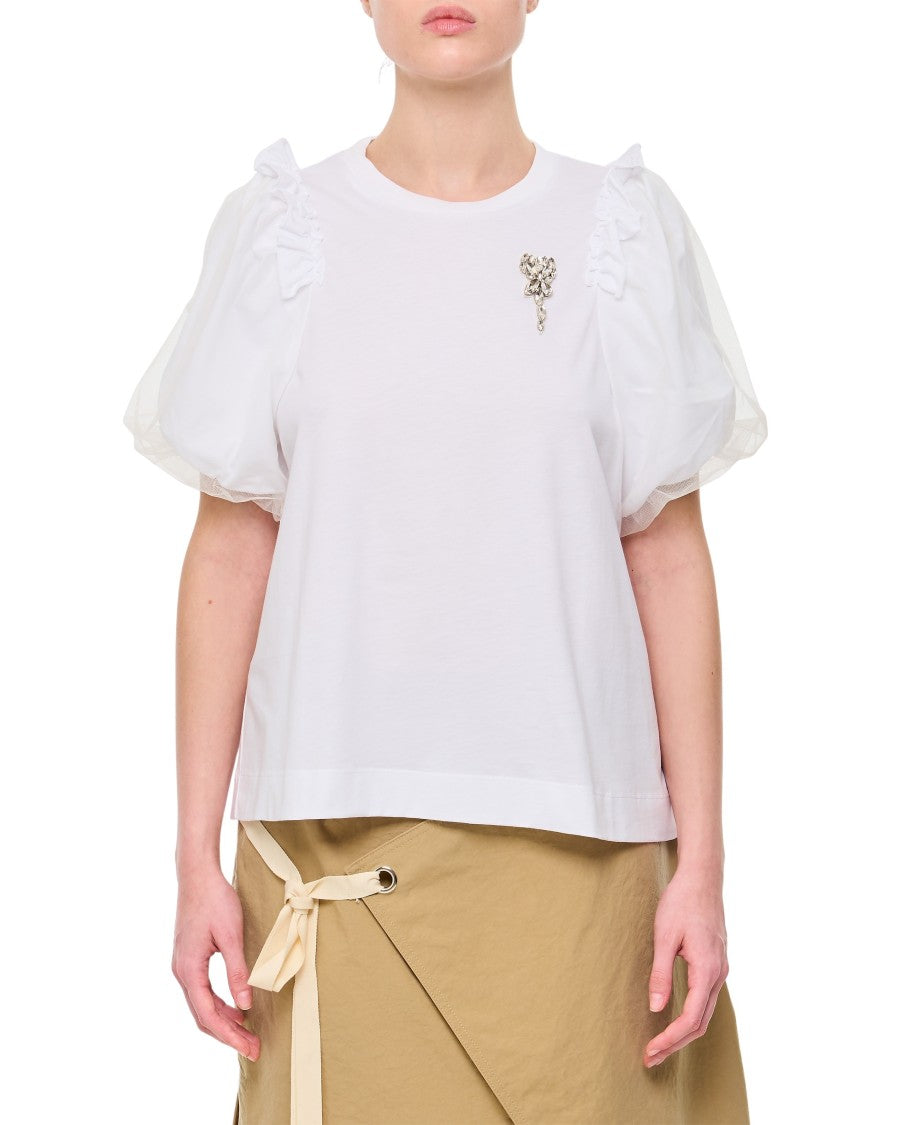 Simone Rocha Tulle Overlay Puff Sleeve Frill T-Shirt