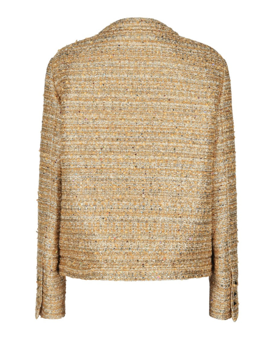 Valentino Embellished Gold Tweed Jacket