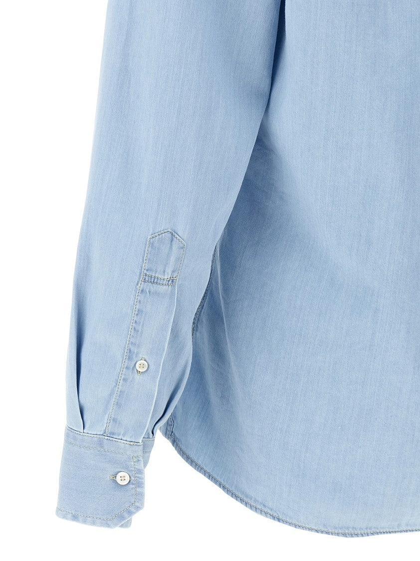Brunello Cucinelli Light Blue Cotton Denim Shirt