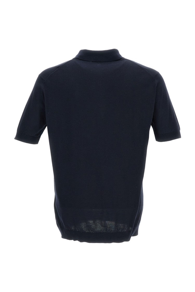 John Smedley Blue Relaxed Fit Cotton Polo T-Shirt