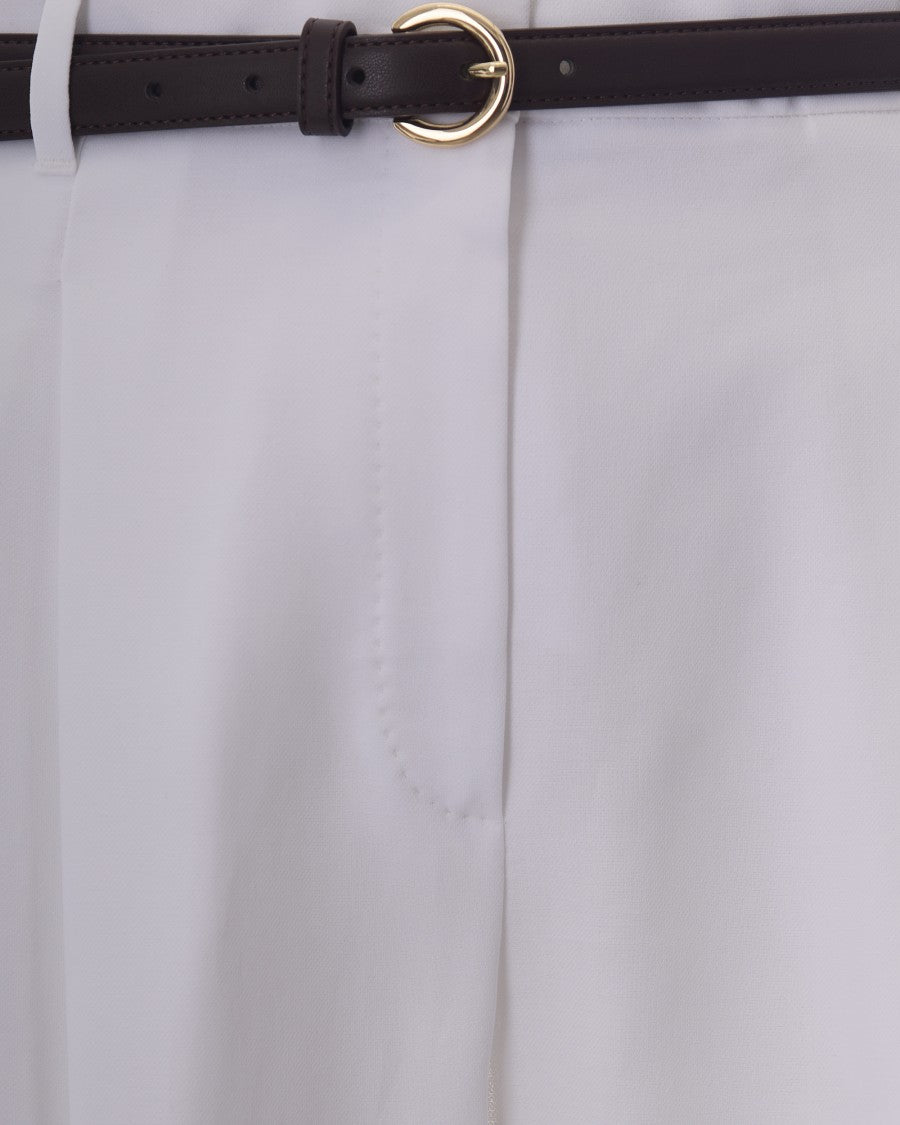 Max Mara Straight-Leg White Trousers With Front Pleats And Tailored Silhouette
