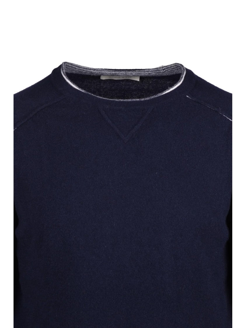 Wool & Co Raglan Sleeve Knit Sweatshirt With Contrast Trim