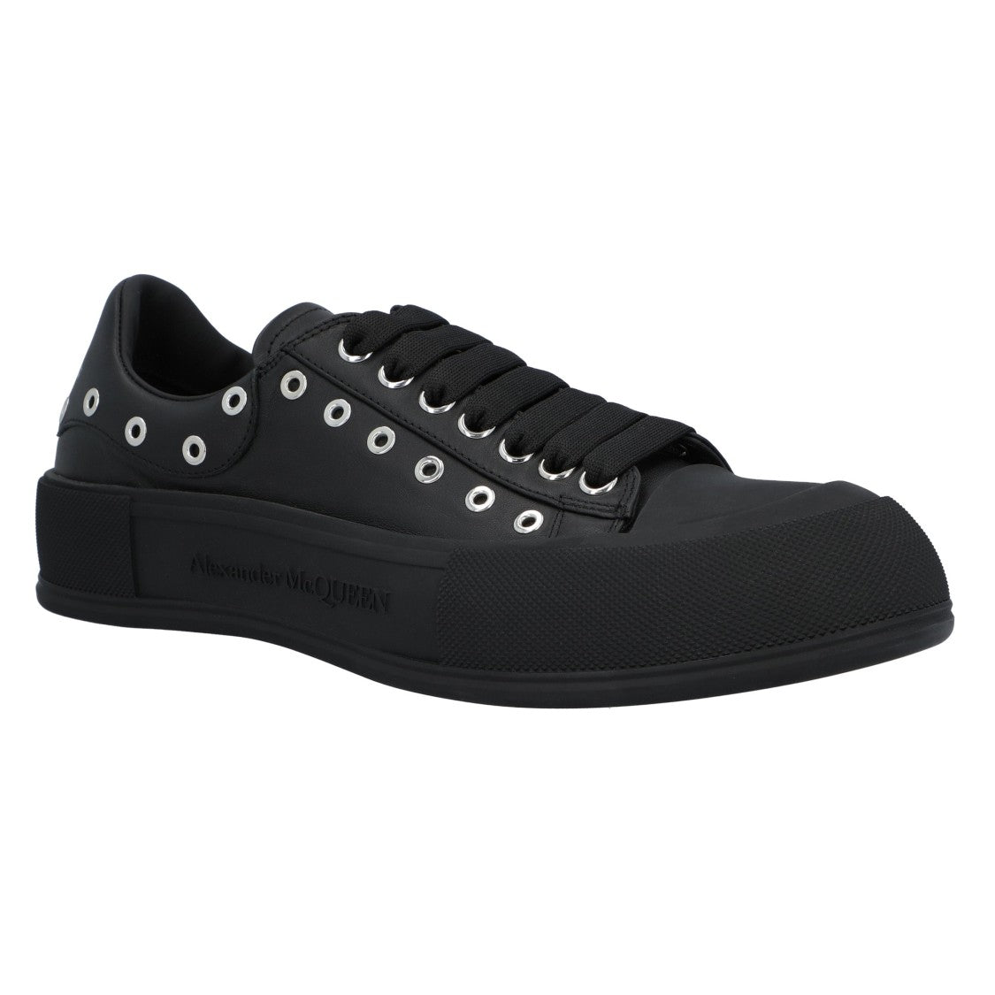 Alexander Mcqueen Deck Plimsoll In Black/Silver