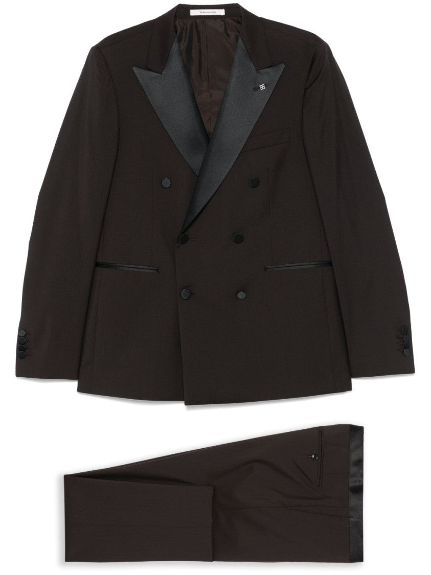 Tagliatore Chocolate Brown Double-Breasted Smoking Jacket