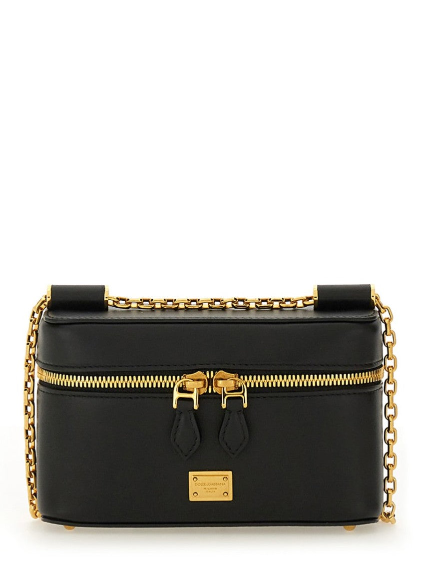 Dolce & Gabbana "Sicily" Black Leather Shoulder Bag