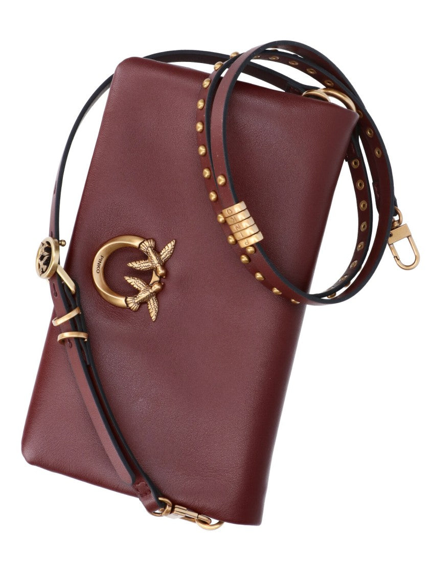 Pinko Burgundy Love Click Calf Leather Bag