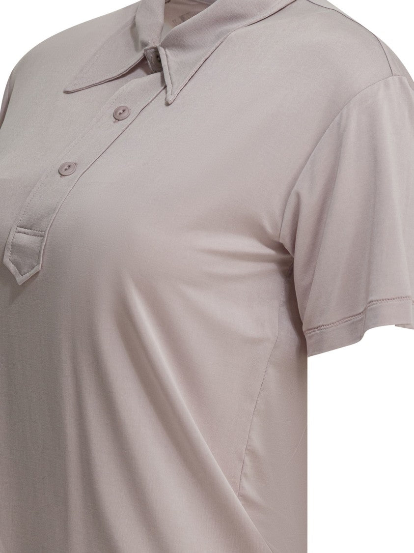 Maison Margiela Short-Sleeved Polo Shirt In Muted Dusty Pink With Classic Tailoring
