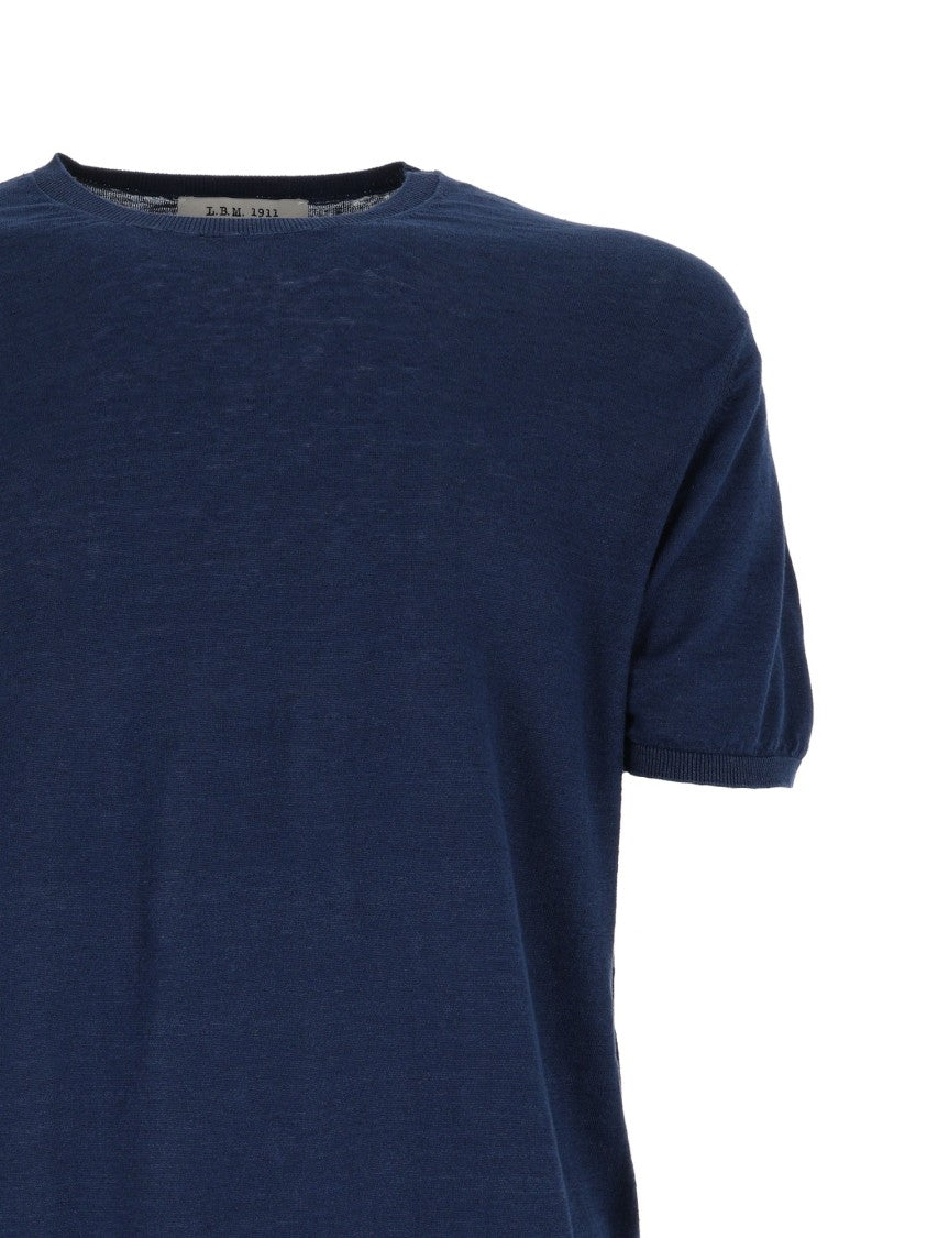 L.B.M. 1911 Blue Linen Cotton Crew Top