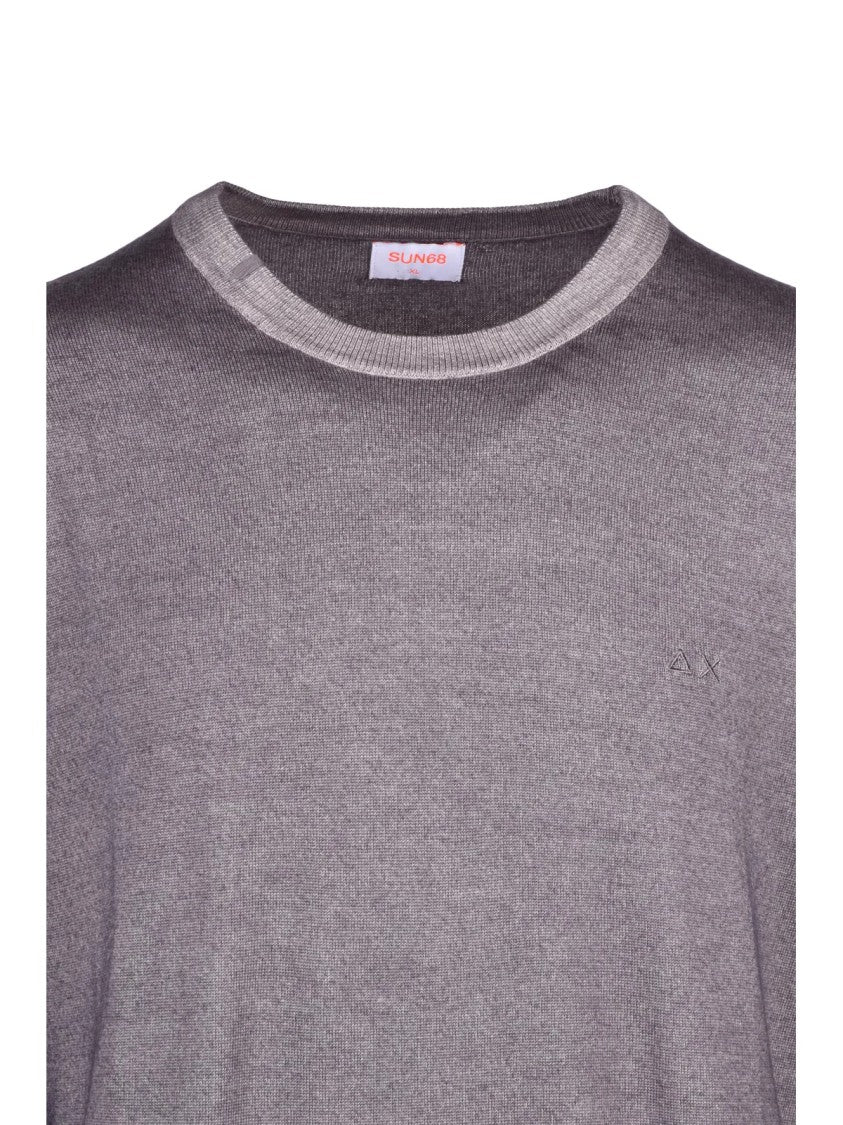Sun68 Crew Neck Sweater In Fine Merino Wool