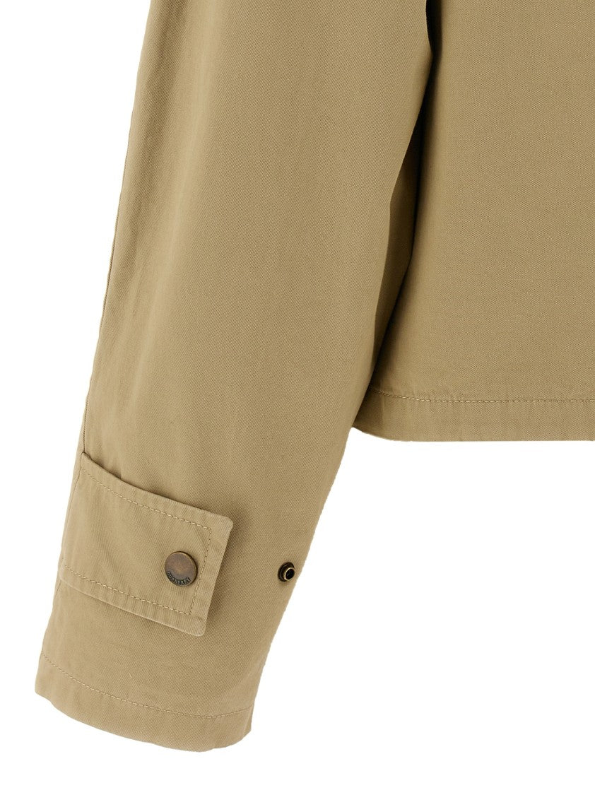 Burberry Cotton Canvas Jacket With Velvet Collar