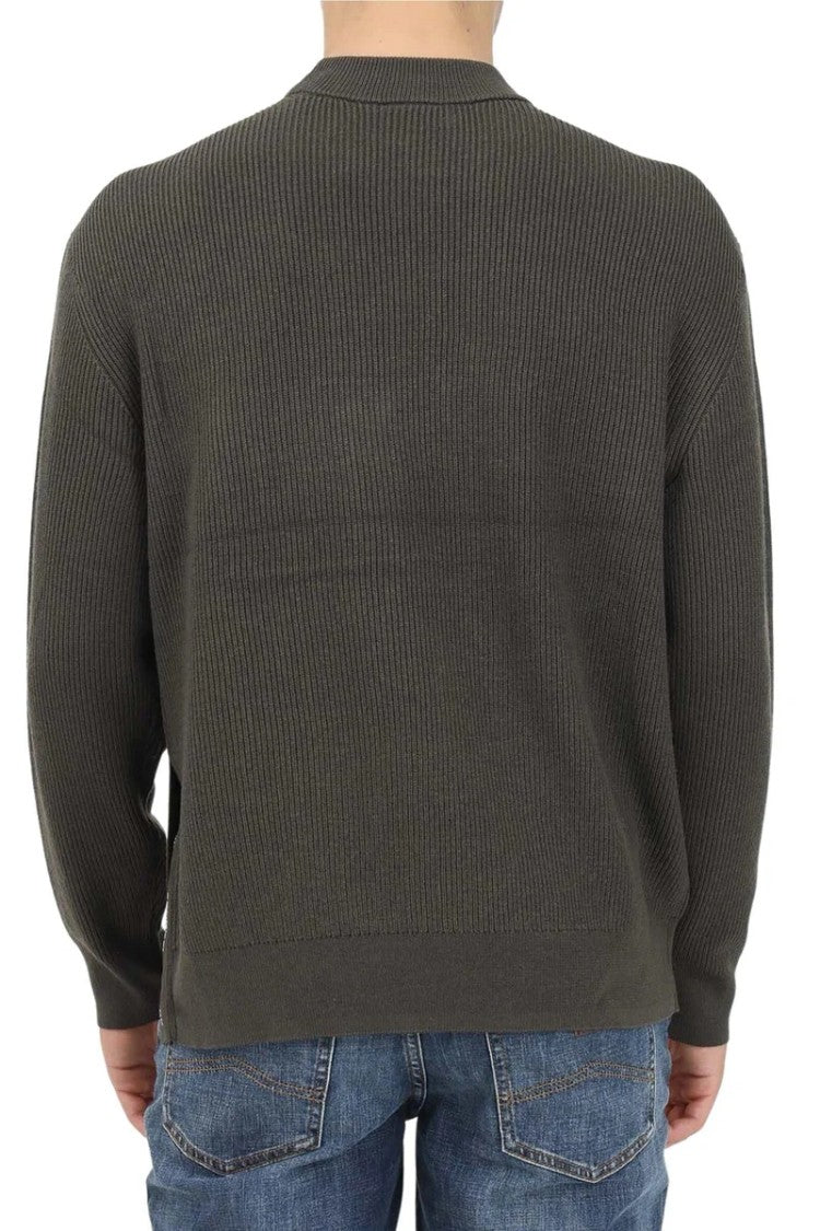 Armani Exchange Green Cotton Acrylic Virgin Wool Men's Sweater