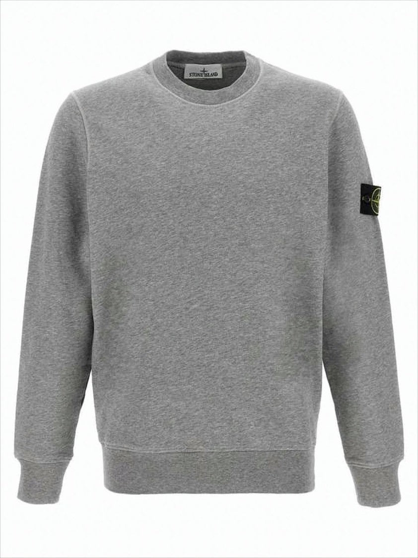 Stone Island Long-Sleeve Grey Sweatshirt With Compass Logo Patch