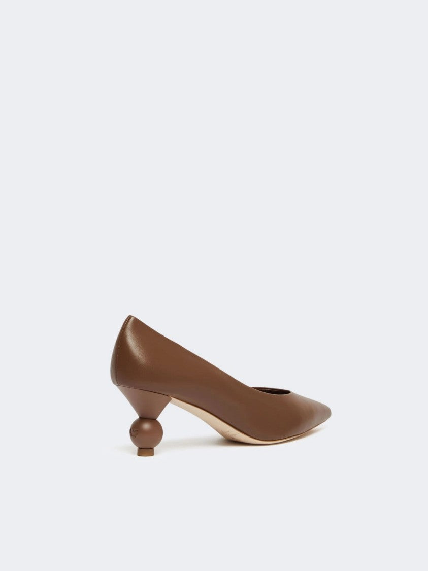 Max Mara Sculptural Low-Heel Pumps In Soft Sheepskin Leather
