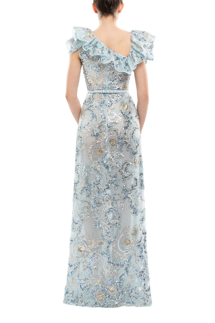 Saiid Kobeisy Embroidered Tulle Ruffled Dress
