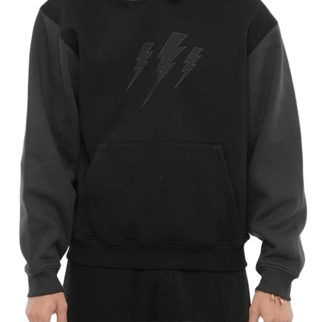 Neil Barrett Long-Sleeve Pullover Sweatshirt With Tonal Lightning Bolt Graphics