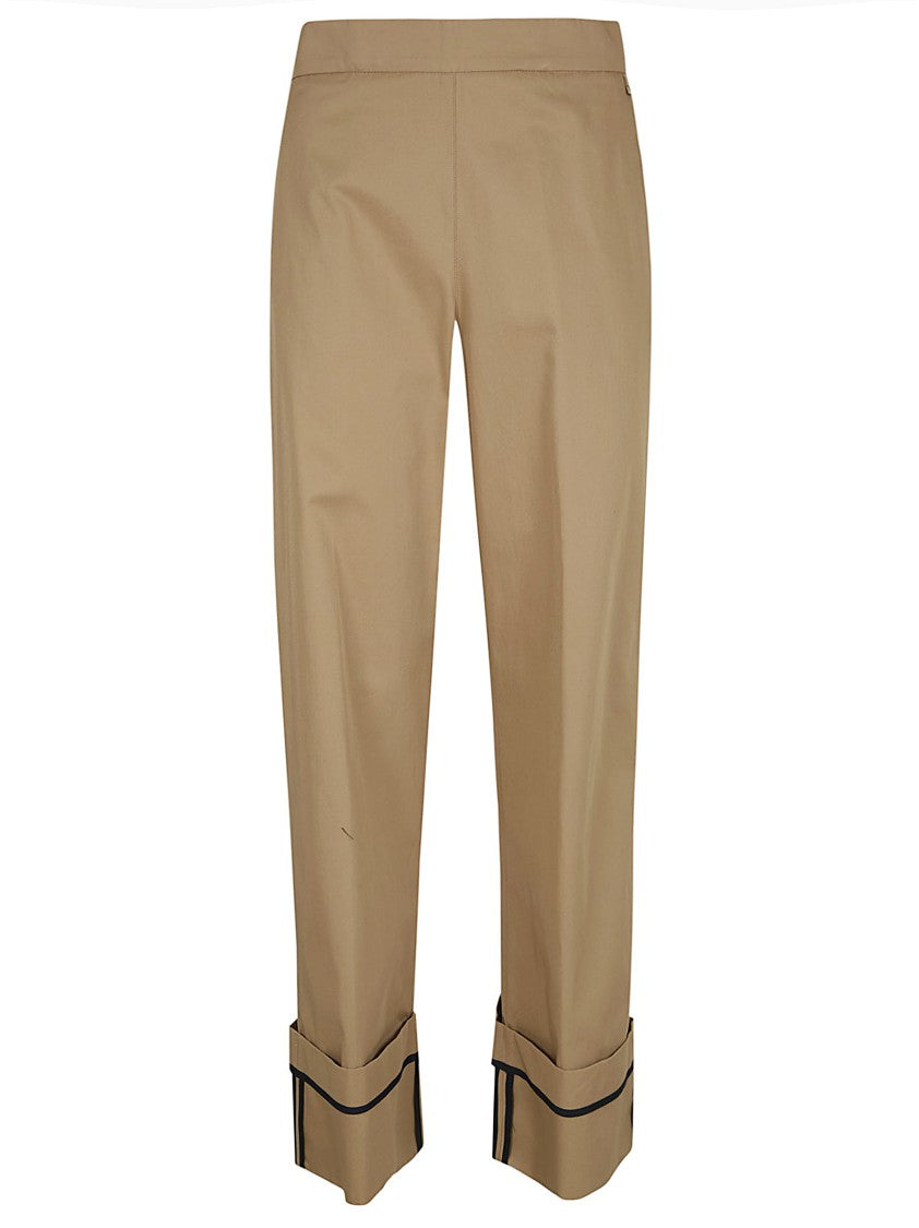 Herno Relaxed Fit Brown Trousers With Concealed Zip