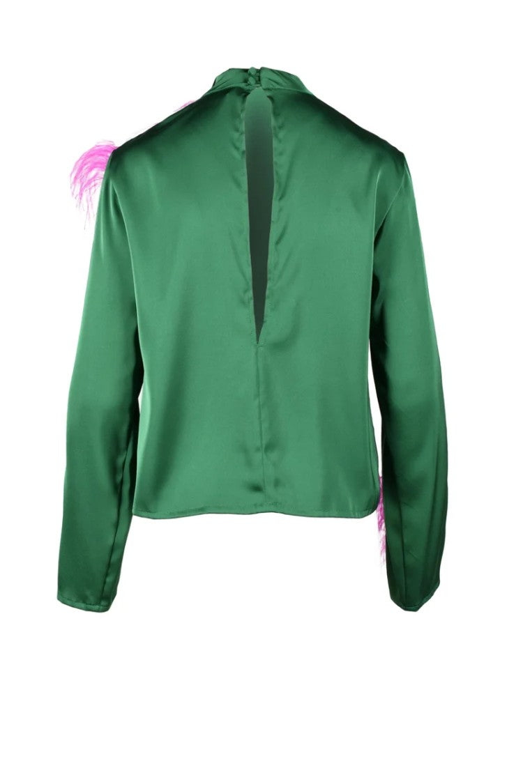 Weili Zheng Green/Pink Viscose Blouse