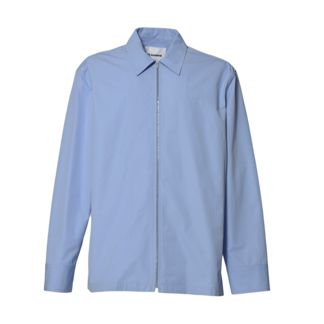 Jil Sander Long-Sleeve Clear Blue Shirt With Zippered Closure