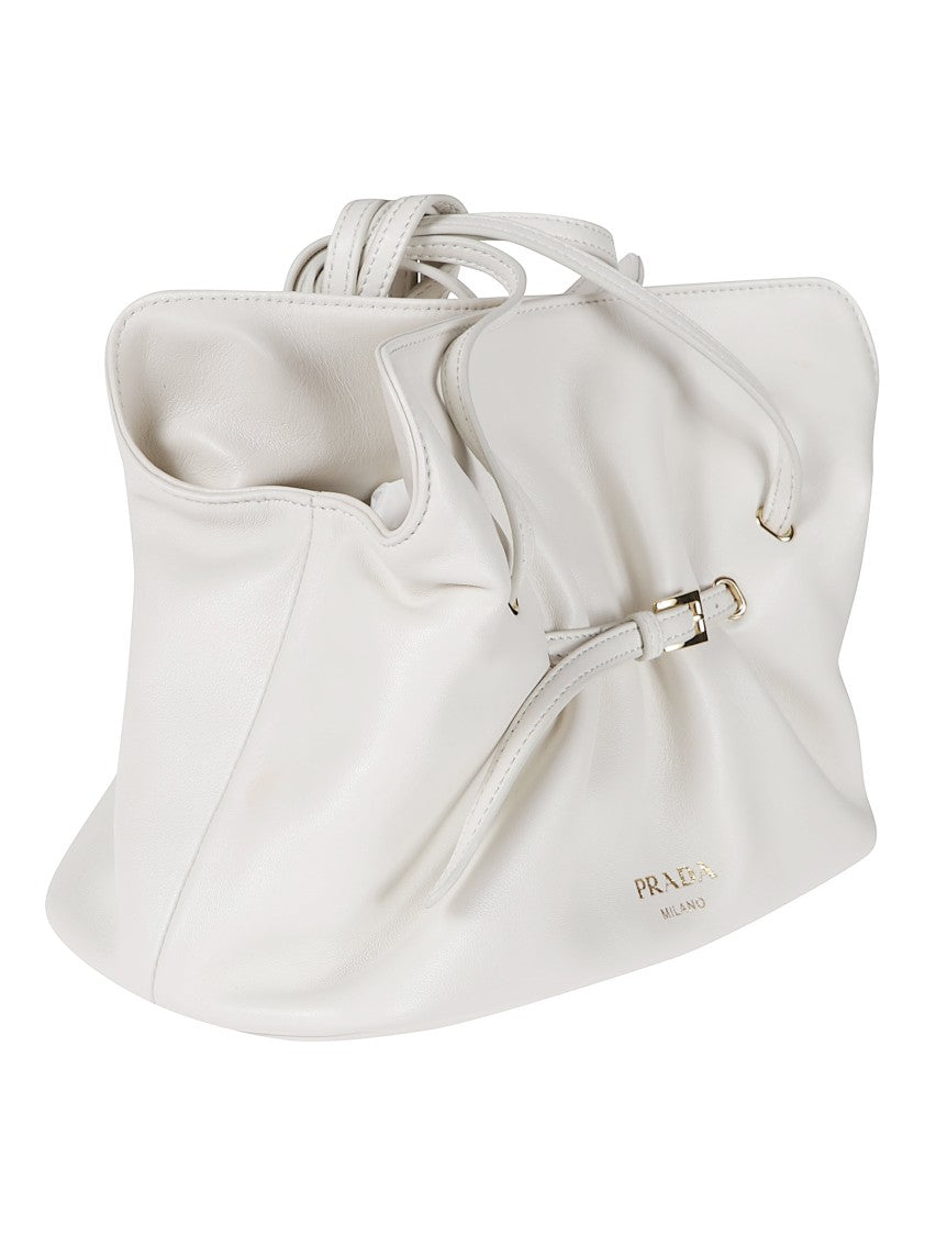 Prada Gathered Design Handbag With Knotted Strap Detail