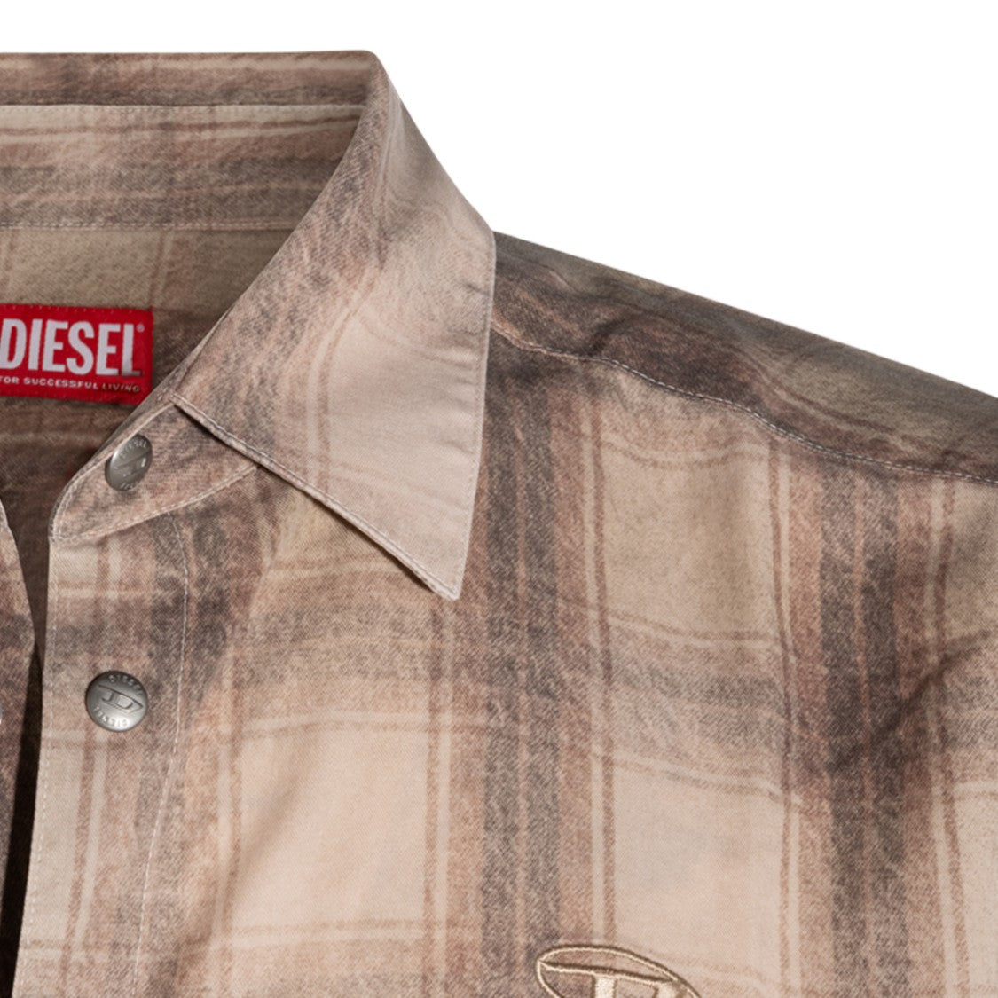 Diesel Muted Plaid Casual Shirt With Classic Collar