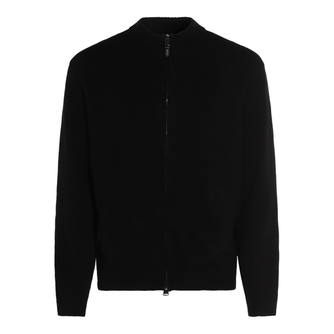 Canali Black Zip-Up Sweater With High Collar