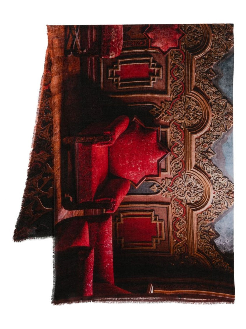 Faliero Sarti Red And Black Patterned Faliero Sarti Scarf