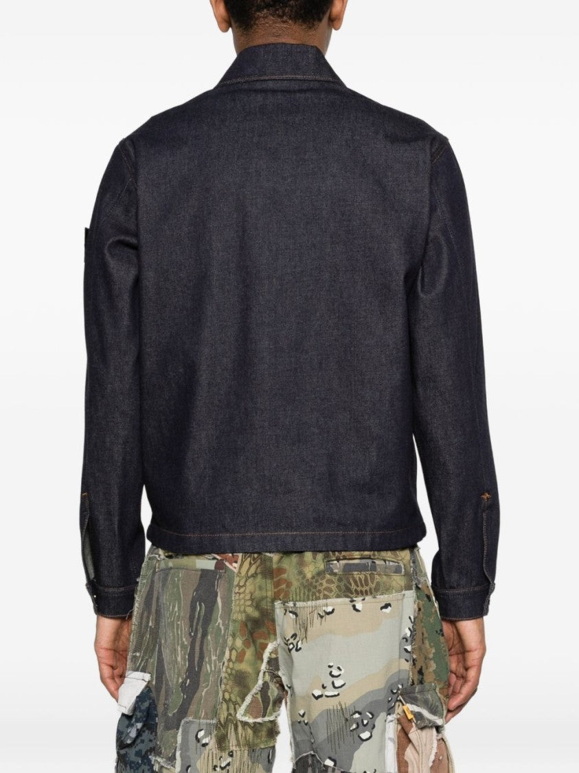 Stone Island Classic Denim Jacket With Structured Collar