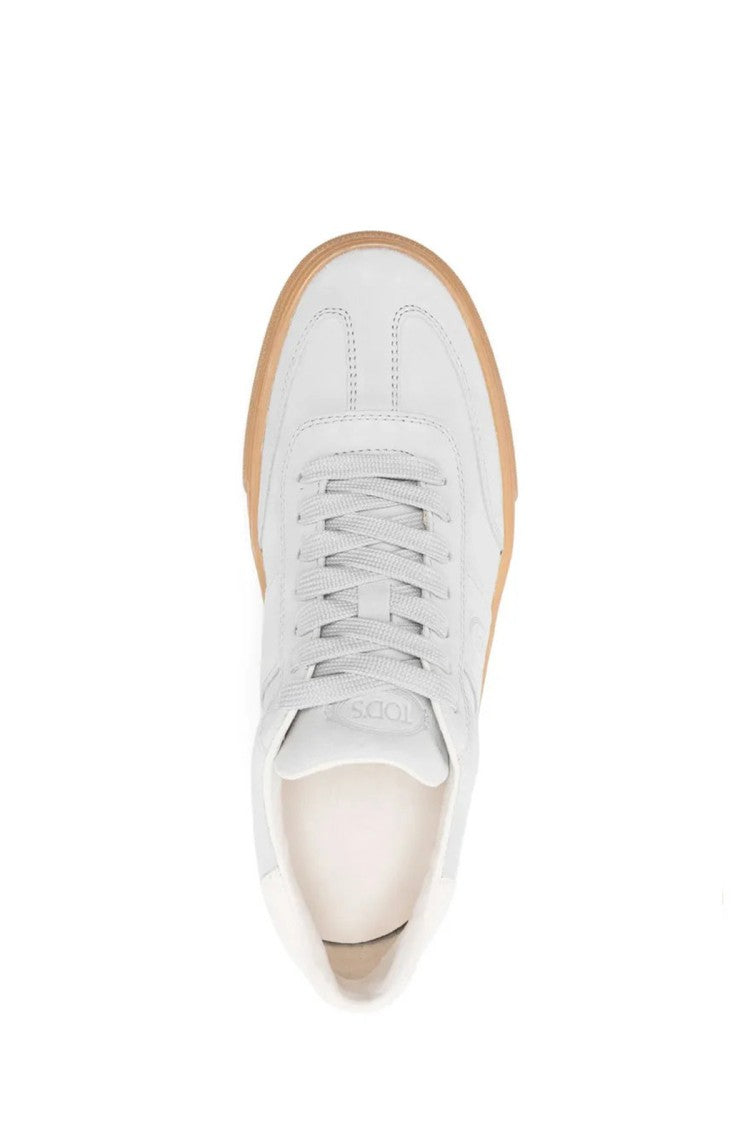 Tod's Beige Heel Tab Translucent Sole Chamois Sneakers