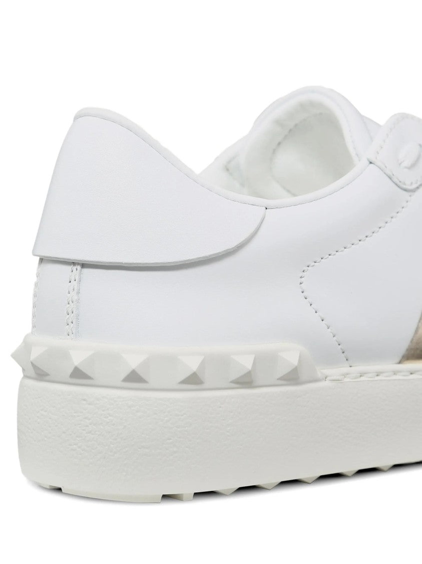 Valentino White Leather Metallic Strap Low-Top Sneakers