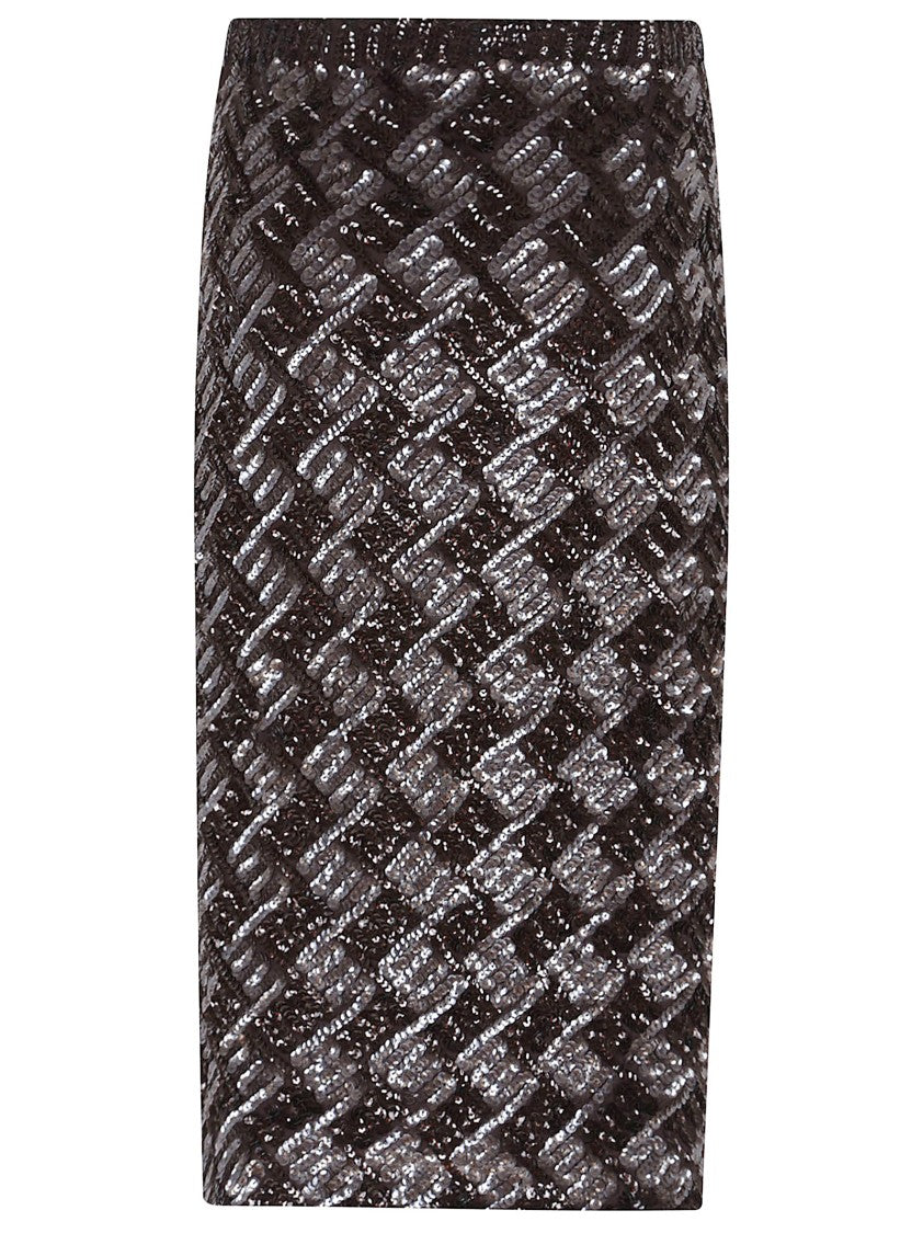 Parosh Geometric Full-Sequin Midi Skirt