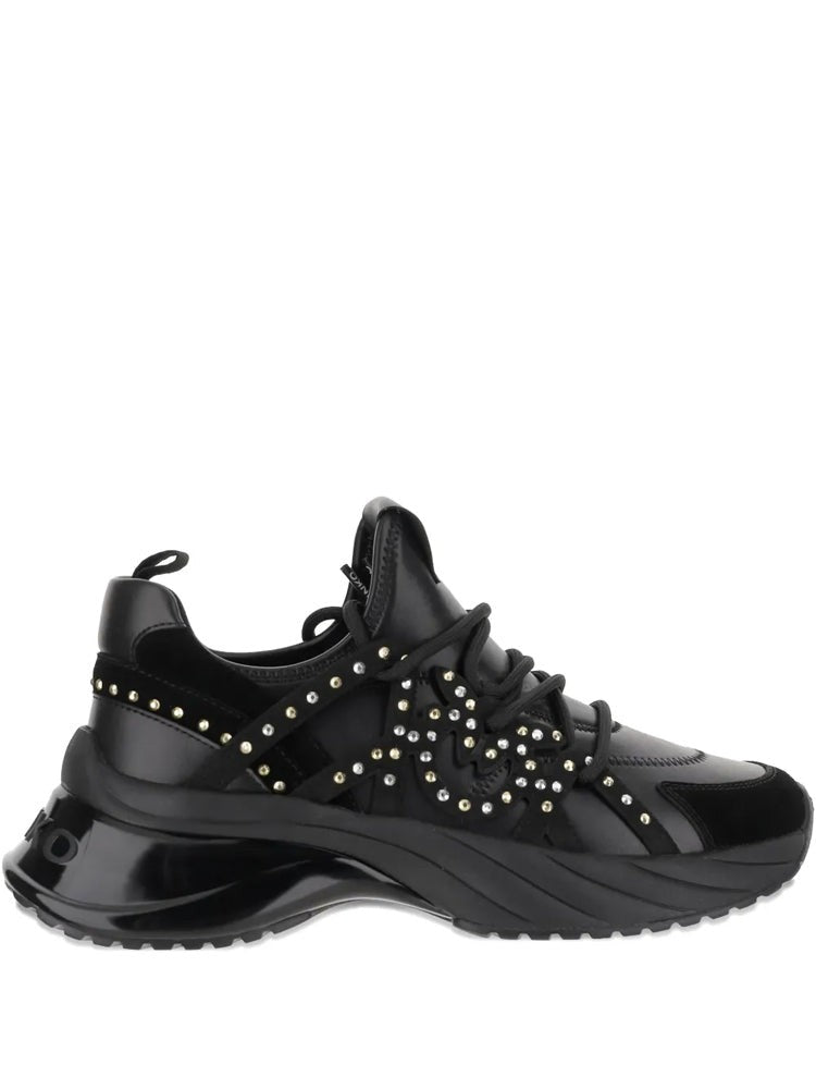 Pinko Black Ariel 28 Sculpted Metallic Accents Trainers
