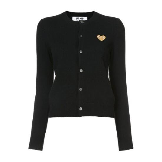 Comme Des Garçons Fitted Black Cardigan With Heart Emblem