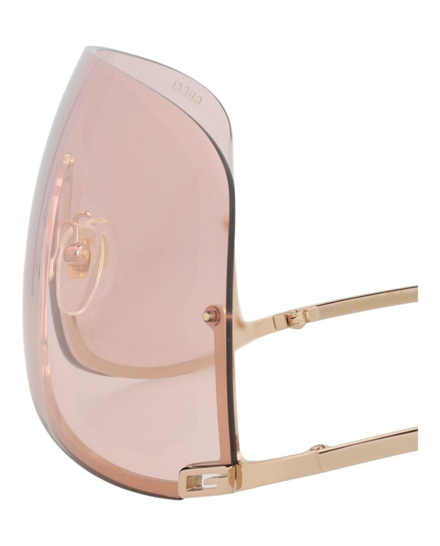 Gucci Shield-Frame Metal Sunglasses