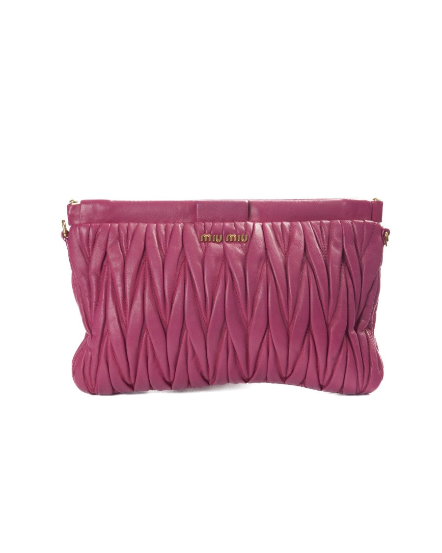Miu Miu Pink Matelassè Small Leather Clutch