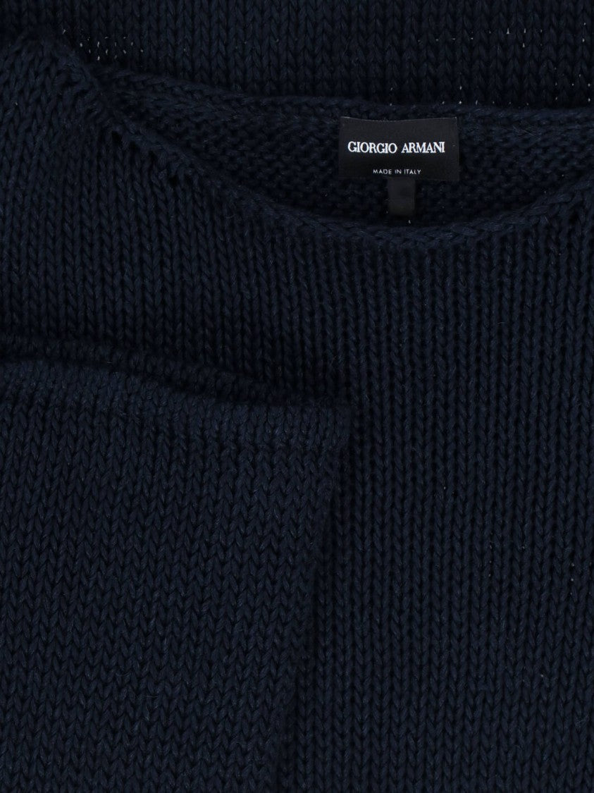 Giorgio Armani Linen And Lyocell Sweater Dark Blue