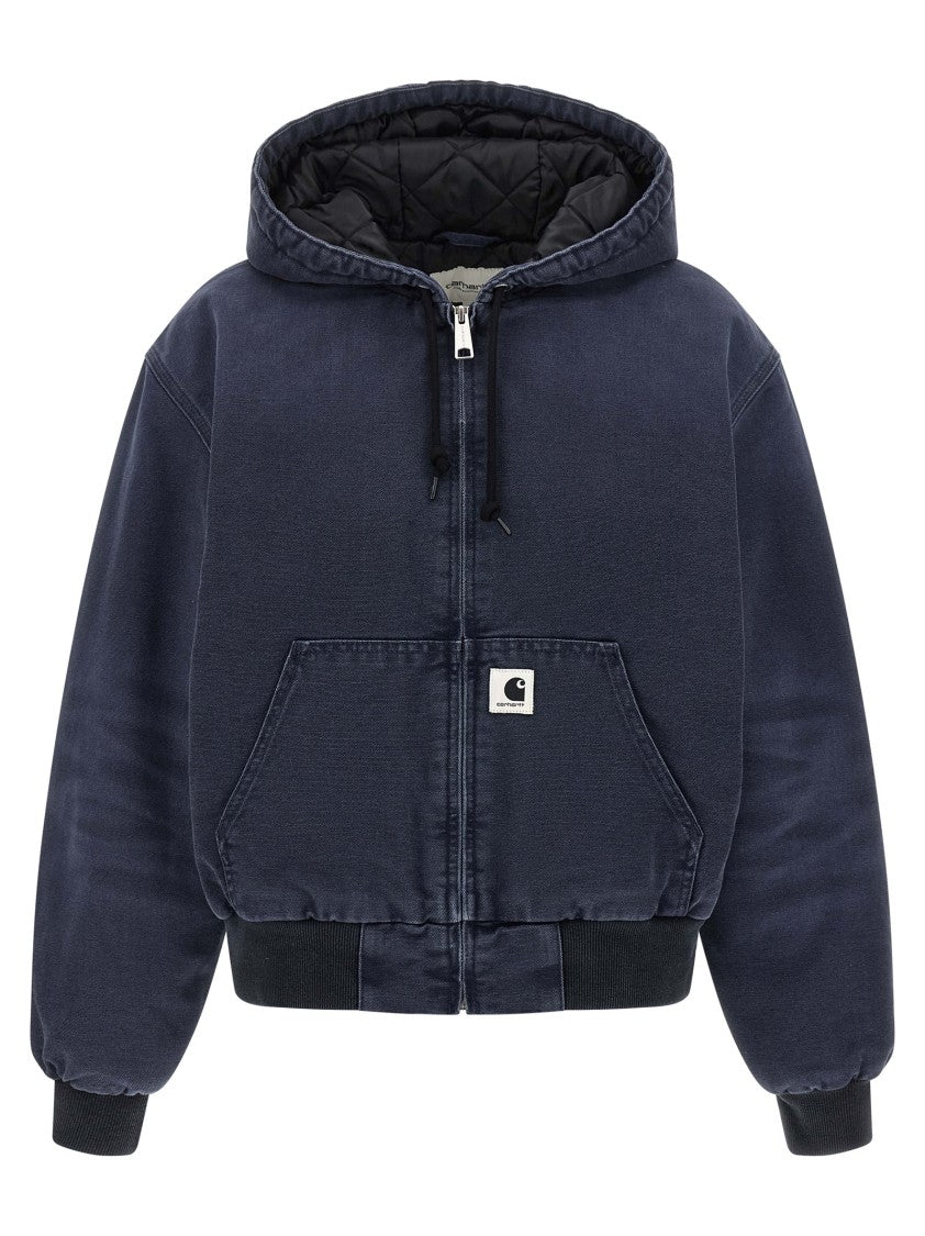 Carhartt Wip Garment-Dyed Blue Jacket With Adjustable Hood And Quilted Lining
