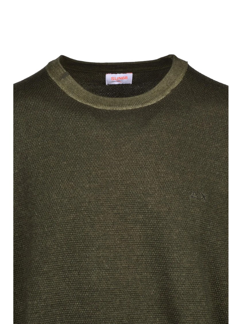 Sun68 Green Merino Wool Crewneck Sweater