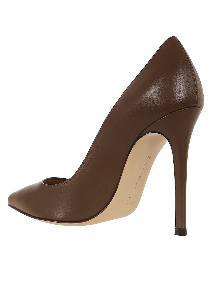 Gianvito Rossi Pointed Toe Leather Pumps With 105 Mm Stiletto Heel