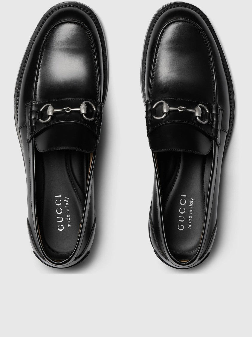 Gucci Black Terenze Silver Horsebit Leather Loafers