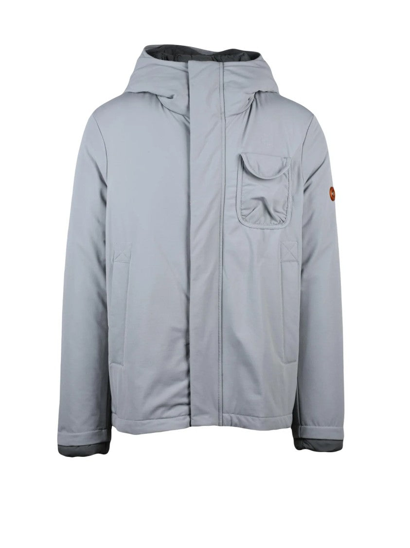 Dekker Quilted Light Grey Hooded Jacket With Functional Design