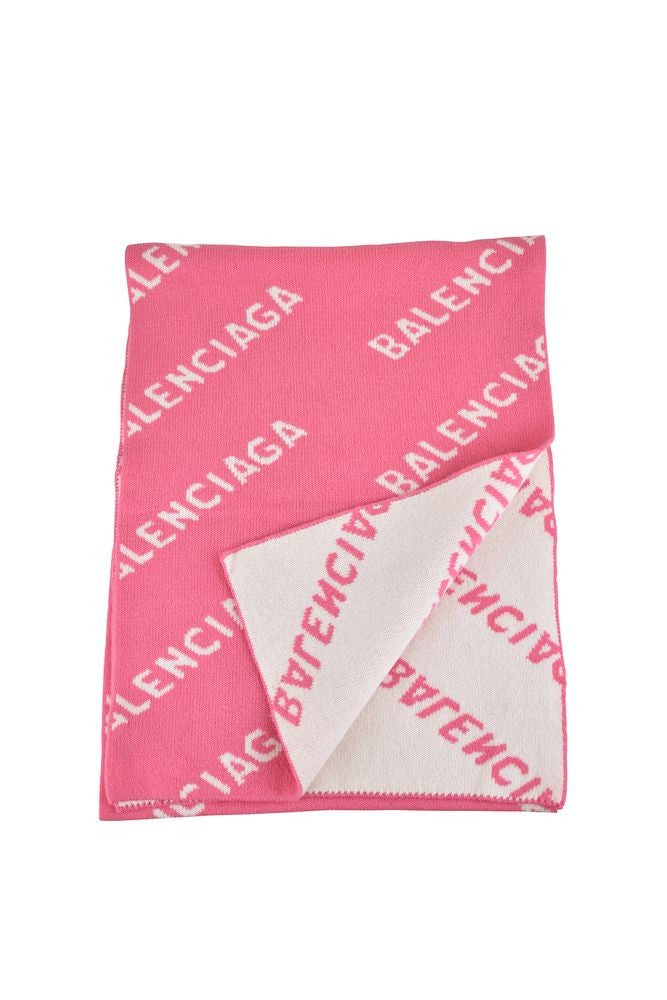 Balenciaga Two-Tone Knitted Wool Scarf With Monogram Detail