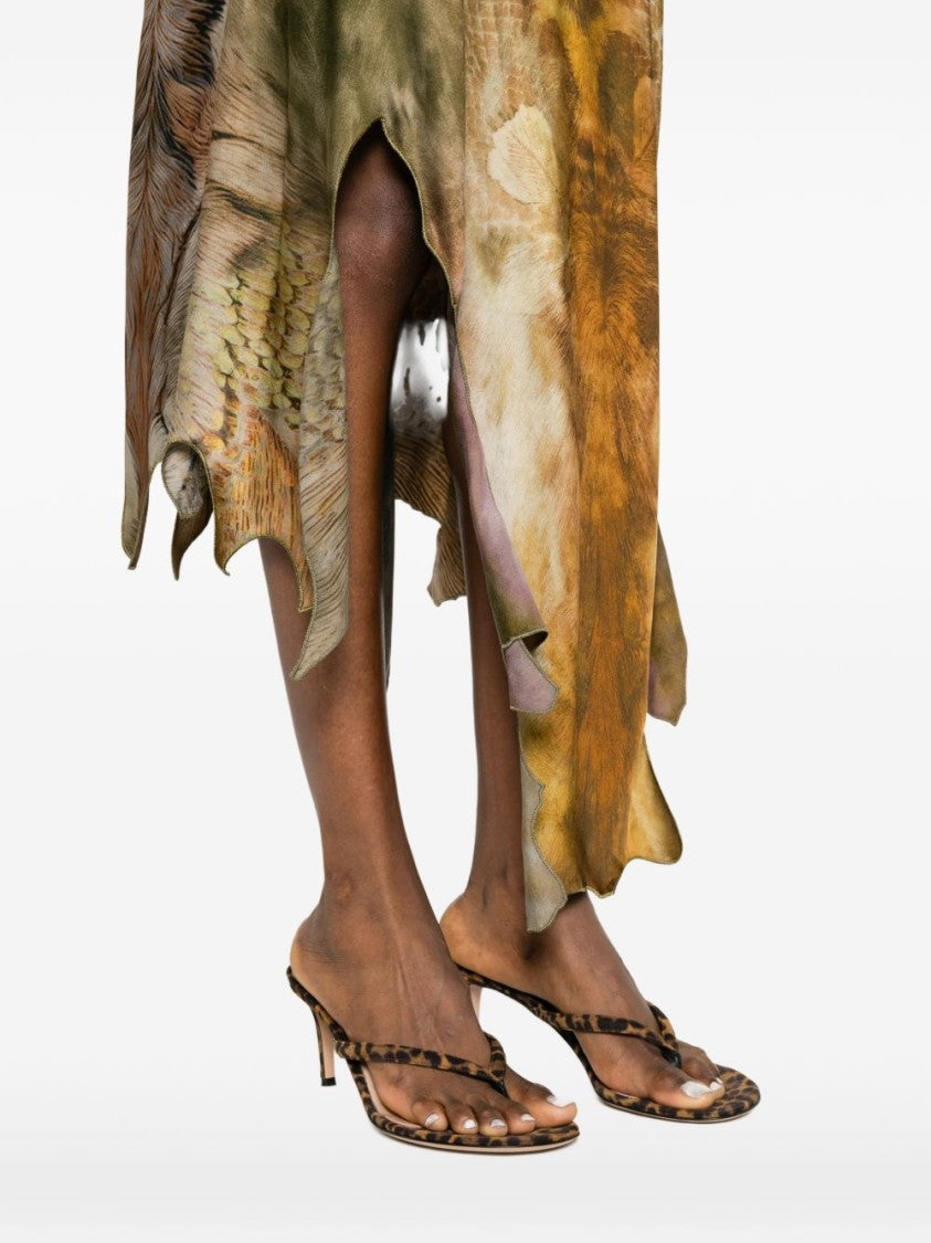 Diesel Multicolour Silk And Nylon Midi Skirt
