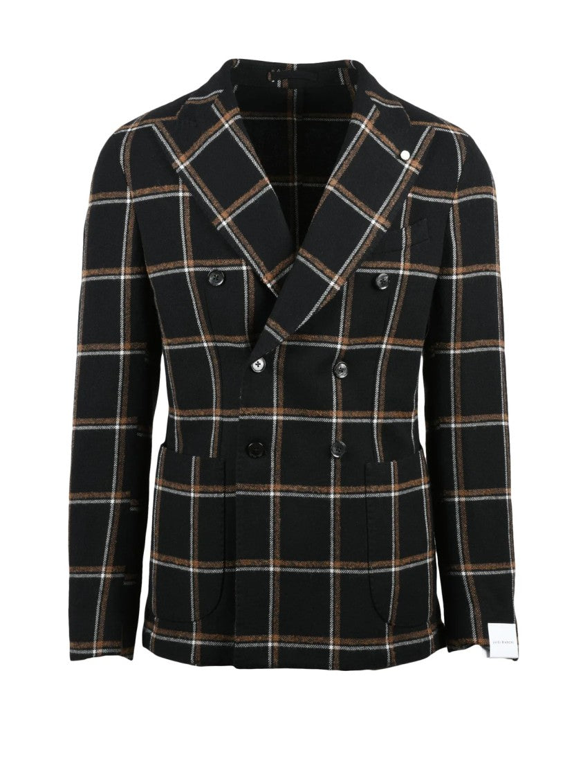 Luigi Bianchi Double-Breasted Jacket With Check Pattern And Tailored Fit