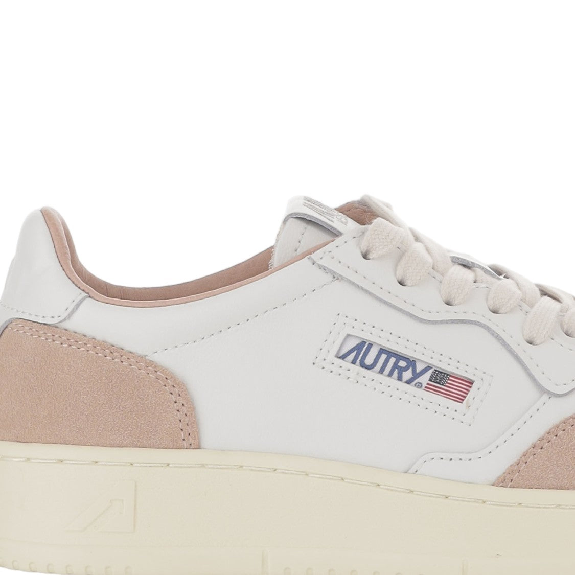 Autry Round Toe Leather Sneakers With Suede Inserts And Signature Logo