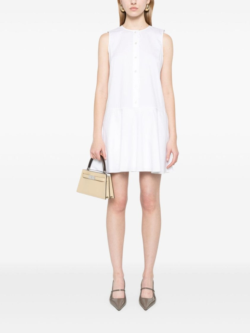 Theory Flared White Linen Blend Mini Dress